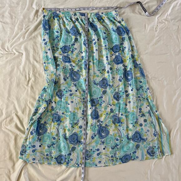 Plus Size Blue Floral Elastic Waist Maxi Skirt Wmns 2X Fairycore Y2K Whimsical - Picture 6 of 6